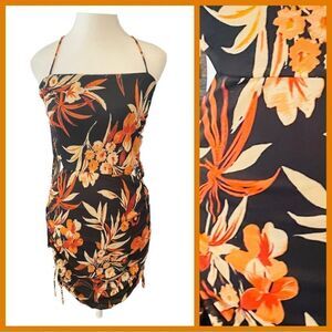TROPICAL RUCHED‎ CUT OUT MINI DRESS, Med, BY LEYDEN